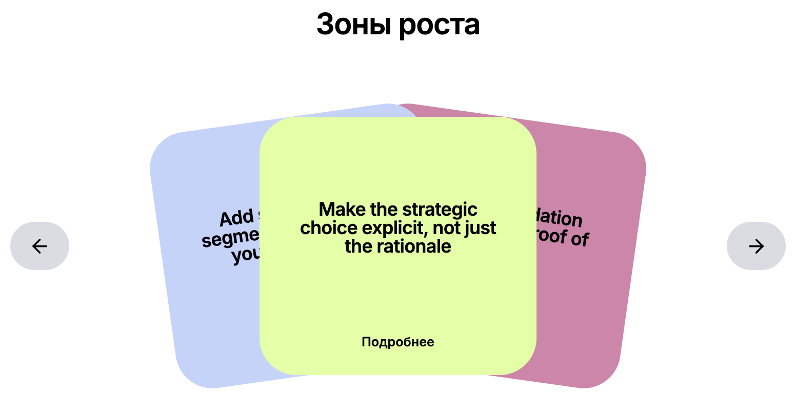 Зоны роста: три карточки с «Подробнее»